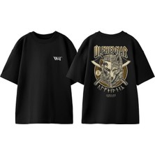 Ulfhednar Wolfman Viking Tasarım Sırt Baskılı Pamuk Siyah Oversize T-Shirt
