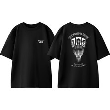 The World Is Yours Tasarım Sırt Baskılı Pamuk Siyah Oversize T-Shirt