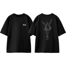 Michael Jackson Yazi Tasarım Sırt Baskılı Pamuk Siyah Oversize T-Shirt
