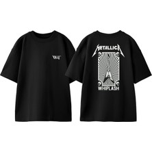 Metallica Guitar Tasarım Sırt Baskılı Pamuk Siyah Oversize T-Shirt
