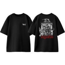 Octavian Augustus Tasarım Sırt Baskılı Pamuk Siyah Oversize T-Shirt