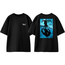 Metallica Fox Tasarım Sırt Baskılı Pamuk Siyah Oversize T-Shirt
