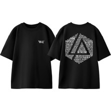 Linkin Park 1 Tasarım Sırt Baskılı Pamuk Siyah Oversize T-Shirt