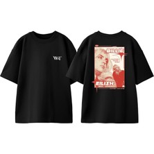 Billie Eilish Red Tasarım Sırt Baskılı Pamuk Siyah Oversize T-Shirt