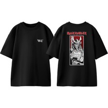 Iron Maiden The Trooper Tasarım Sırt Baskılı Pamuk Siyah Oversize T-Shirt