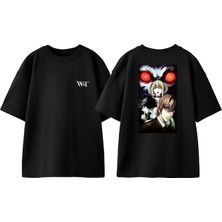 Death Note 12 Tasarım Sırt Baskılı Pamuk Siyah Oversize T-Shirt