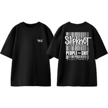 Slipknot People Shıt Tasarım Sırt Baskılı Pamuk Siyah Oversize T-Shirt