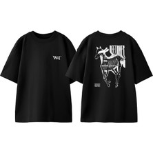Deftones 2 At Tasarım Sırt Baskılı Pamuk Siyah Oversize T-Shirt