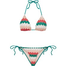 Aquella Büzgü Detaylı Renkli Triko Üçgen Bikini Takım