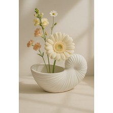 Salyangoz Dekorlu El Yapımı Dekoratif Saksı – Şık Tasarım (13 x 8 Cm)
