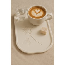 Gül Çizimli El Yapımı Dekoratif Tabak – Özel Tasarım (23 x 13 Cm)