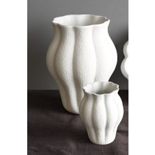 Idl-Beyaz Beton-Dokulu Vazo-Iskandinav VAZO-16 cm