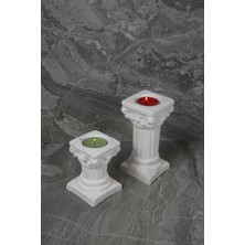 Luxury Dekoratif Antik Roma Sütun Şeklinde Beton Tealight Mumluk Set 2 Parça 1 Adet