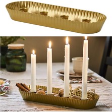 IKEA Luxury Vinterfint 34 cm Gold Altın Çelik Dekoratif Şamdan Mumluk 1 Adet