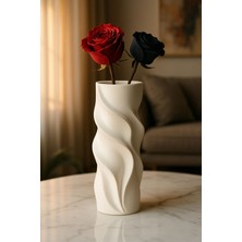Luxury Beyaz Spiral Modern Dekoratif Vazo - 3D Tasarım Kabartmalı Minimalist Ev Aksesuar 1 Adet