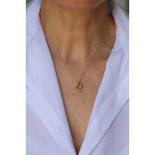 14 Ayar Altın D Harfli Kolye 1 cm genişlik