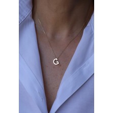 14 Ayar Altın G Harfli Kolye 1 cm genişlik