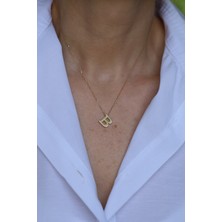 14 Ayar Altın B Harfli Kolye 1 cm genişlik