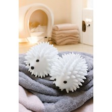 2'li Kirpi Kurutma Topu Beyaz Tüy Toplayıcı  Çamaşır Kurutma Topu