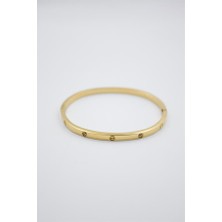 Crt Model Taşlı Ince  Bilezik - Altın