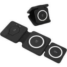 3'lü Kablosuz Şarj Standı iPhone Apple Watch Airpods Android Uyumlu Telefon Hızlı Şarj Katlanabilir