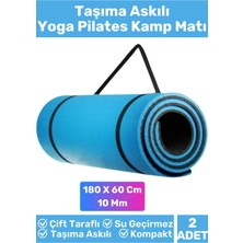 Özel Çift Taraflı Kaymaz Silinebilir Yoga Meditasyon Fitness Kamp Minderi 10 mm Askılı Mat 2'li Set