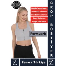 Yüksek Kaliteli Sarkma Önleyen Göğüs Toparlayıcı Spor Gündelik Kullanım Fermuarlı Şık Crop Büstiyer