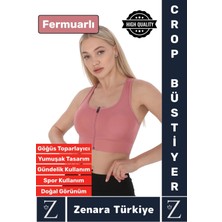 Yüksek Kaliteli Sarkma Önleyen Göğüs Toparlayıcı Spor Gündelik Kullanım Fermuarlı Şık Crop Büstiyer