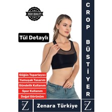 Yüksek Kalite Göğüs Toparlayıcı Sarkma Önleyen Spor Gündelik Kullanım Tül Detaylı Şık Crop Büstiyer
