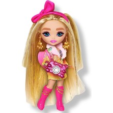 Barbie Luxury Extra Fly Minis Seyahat Bebeği Safari Modası ile Hayvan Baskılı Kıyafetli Aksesuarlı 14 cm HGP62 1 Adet