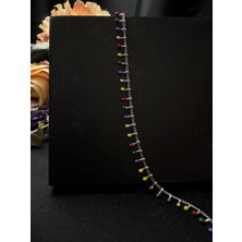 Sevgili Takı Rengarenk Sıralı Sallantılı Çelik Halhal Doğal Taşlı Gökkuşağı Serisi Şık Tasarım