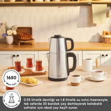 Karaca Tea Break İnox Siyah Çelik Su Isıtıcı & Çay Makinesi