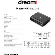 Dreamstar 4K Linux 8gb Hafıza Uydu Alıcısı Master 4K