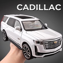 1:24 Cadillac Escalade Suv Alaşım Araba Döküm Metal Modeli Ses ve Işık Masaüstü Koleksiyonu Dekoratif Hediye Boys Ekran Süsleme (Yurt Dışından)