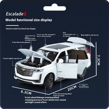 1:24 Cadillac Escalade Suv Alaşım Araba Döküm Metal Modeli Ses ve Işık Masaüstü Koleksiyonu Dekoratif Hediye Boys Ekran Süsleme (Yurt Dışından)