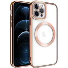 iPhone 11 Pro Kılıf Magsafe Wireless Şarj Özellikli Klcr Setro Silikon-Rose Gold