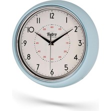New-Max Premium Serisi Retro Tasarım Metal Kadranlı Bombeli Cam Özellikli 25 cm Ev ve Ofis Saati Mavi