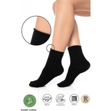 Trampler Unisex Bambu Lastiksiz Siyah Soket Çorap Sıkmayan Çorap