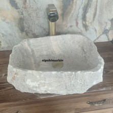 Gümüş Traverten Lüx Şekilsiz Lavabo