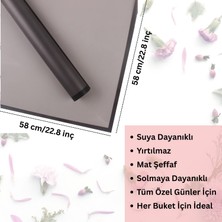 Siyah Kenarlı Siyah Çiçek Ambalaj Kağıdı 5li, Su Geçirmez Mat Şeffaf Buket Sargı Kağıdı, 58 x 58  cm