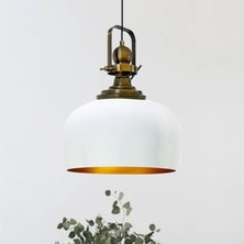 Beyaz Renk Eskitme Başlıklı Tekli Avize Salon Masaüstü Mutfak Cafe Tekli Sarkıt Lamba Vintage