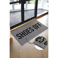 Shoes Off Baskılı Kıvırcık Paspas Kapı Önü Paspası Kaymaz Taban