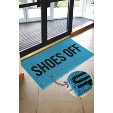 Shoes Off Baskılı Kıvırcık Paspas Kapı Önü Paspası Kaymaz Taban