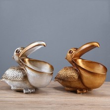Quarter Stone Saklama Tukan Pelikan Model Anahtar Eşya Tutucu (25X15X21CM) Gümüş (Yurt Dışından)
