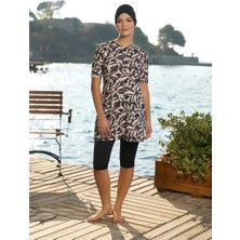 Estiva Dijital Baskı Boneli Yarım Kol Taytlı Mayo