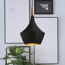 Bombeli Siyah Sarkıt Ahşap Başlık Avize Sarkıt Lamba Salon Duvar Merdiven Oturma Odası Avize