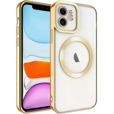 iPhone 11 Kılıf Magsafe Wireless Şarj Özellikli Klcr Setro Silikon-Gold