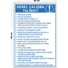 Lucena Metal Genel Çalışma Talimatı 30 cm x 40 cm A3 Büyüklüğünde Uyarı Levhası Yönlendirme Tabelası