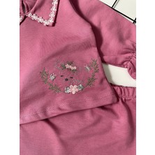 Minicixbebe Gül Kurusu Yaka ve Kol Güpür Detaylı Kız Bebek Takım