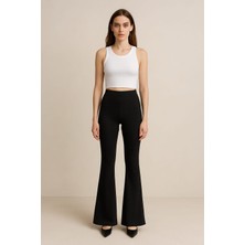 Çelik Ispanyol Paça Kadın Tayt Siyah